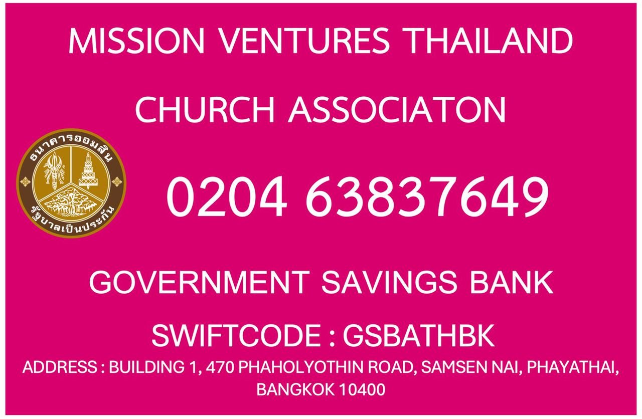 Mission Ventures Thailand Church Association bank information